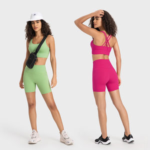 Soutien-gorge de sport léger en nylon élastique à soutien élevé pour femmes grande taille haut court Logo avant cristal Yoga course Fitness entraînement - Product Image 4