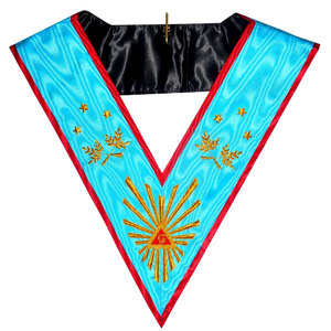 2025 Maçonnique Regalia Vénérable Maître Collier Brodé En Cuir À Coudre Badge AASR Collier D'honneur - Product Image 2