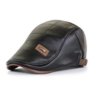 Automne hiver béret britannique pour hommes qualité supérieure en cuir véritable Cabbie chapeaux boucle réglable mode bureau bonnets décontracté - Product Image 1