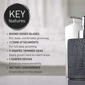 Recortadora de Barba y Cabello para Hombre, Precisión, Cuchilla de Acero Inoxidable, Uso en Seco/Húmedo, Diseño Delgado, Recargable por Cable/USB, IPX7 - Product Image 6