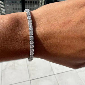 Bracelet tennis en diamant 9 carats or blanc 14 carats Bracelet tennis en diamant 9 carats pour femme Bijoux tendance - Product Image 1