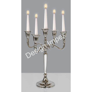 Candélabre en aluminium nickelé bocaux à bougies en verre top bougeoir élégant en gros bougeoir décoratif pour les fêtes - Product Image 5