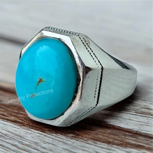 Anillo de Plata de Ley 925 con Turquesa de Arizona Original, Venta al por Mayor, Tendencia, Precio de Fábrica, Joyería para Hombre - Product Image 2