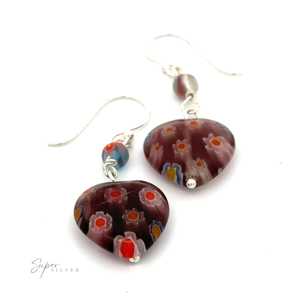 Beaded Resin Floral <b>Heart</b> <b>Earrings</b> - Product Image 3