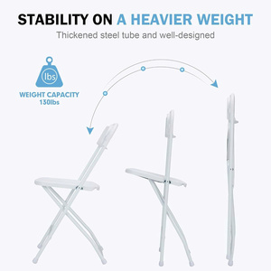 Silla Plegable de Metal Blanco, Diseño Apilable Ligero para Jardines y Picnics - Product Image 6