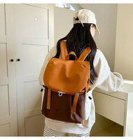 Sac à dos vert menthe géométrique avec fermeture éclair, grande capacité, imperméable, pour l'école, les voyages, les adolescents, style coréen, unisexe