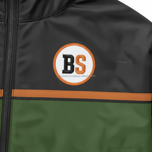 Ensemble coupe-vent en nylon de qualité supérieure de grande taille 220GSM Survêtement coupe-vent avec design deux tons noir panneau vert Logo personnalisé - Product Image 6