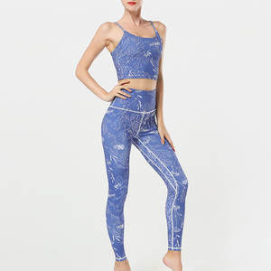 Ensemble de yoga pour femmes de style nouveau avec soutien-gorge côtelé et leggings de sport, séchage rapide, respirant, écologique, 2 pièces, logo personnalisé sur le devant - Product Image 1