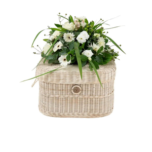 Handwoven natural rattan ashes casket for pet soft beige eco friendly wicker pet urn casket with lid memorial <b>keepsake</b> <b>box</b> - Product Image 3