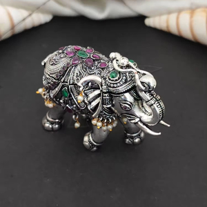 กล่องซินดูอร์สวยงามพร้อมช้างชุบออกซิไดซ์พร้อมไข่มุกห่อตัว - Product Image 1