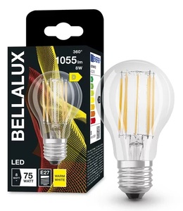 Lámpara LED estándar de cristal transparente 8W 2700K 1055Lm (Bellalux 4058075115231) - Product Image 1