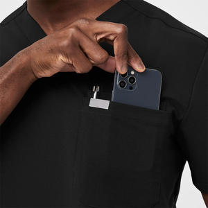 Uniformes profesionales para el cuidado de la salud, tela de punto, parte superior de dos bolsillos con pantalones de cintura elástica para entornos clínicos - Product Image 6