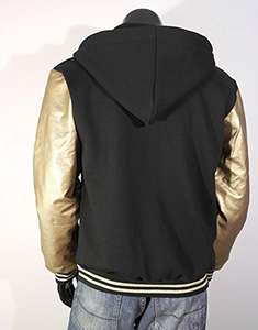 Usine de haute qualité College Letterman broderie personnalisée université pour hommes avec manches en cuir veste de baseball avec capuche - Product Image 3