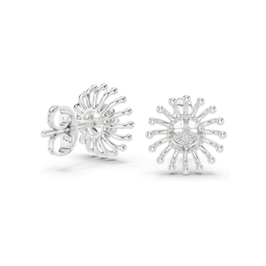 Sunburst Lab Diamond <b>Earrings</b> with <b>Moissanite</b> 0.04 CT VVS-VS EF Diamonds Available in 18KT, 14KT, 10KT Gold & 925 Silver - Product Image 3