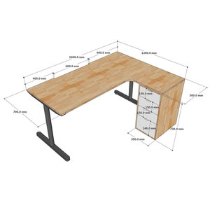 L-shaped Wooden Computer <b>Desk</b> with MDF Surface Adjustable Height <b>Extendable</b> Legs for Home Office or Office Use - Product Image 6