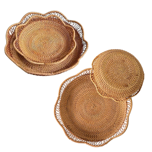 Versátil BANDEJA DE RATÁN para alimentos y almacenamiento, perfecta para comidas familiares, fiestas y decoración del hogar - Product Image 1