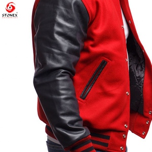 แจ็กเก็ตฤดูหนาวคุณภาพสูงเสื้อสเวตเตอร์ผู้ชายเสื้อแจ็คเก็ตหนังมีแขนเสื้อแจ็คเก็ตตัวอักษร - Product Image 5