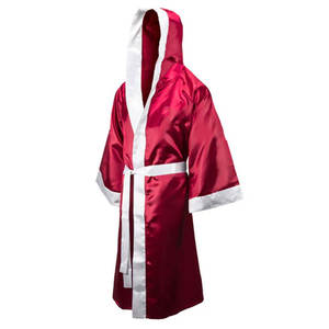 100% poliéster hecho Material de seda bata de boxeo manga larga bordado Logo diseño sublimación bata de boxeo hecho en Sialkot - Product Image 6