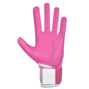 Gants de frappe de baseball professionnels en cuir, ambidextres, respirants, légers, confortables, durables, couleur rose, manchette longue - Product Image 6
