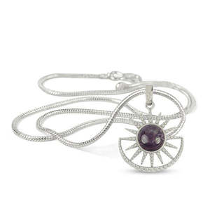Collar con Colgante de Cristal Natural Sol y Luna con Cadena de Metal - Product Image 1
