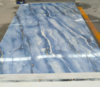 Panneau mural en PVC brillant MORLENX Blue Onyx UV Marble Sheet, panneau décoratif de luxe pour hôtel, salon, intérieur