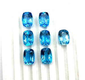 10X14มม. เบาะสวิสสีฟ้าบุษราคัมตัดเป็นพลอยหลวมสำหรับทำเครื่องประดับลูกปัดสีฟ้าบุษราคัม - Product Image 4