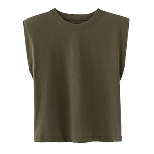 Camiseta lisa de algodón/poliéster para mujer, ropa sin mangas de alta calidad, veranos cálidos, cómoda, informal, de entrenamiento, personalizada, de secado rápido - Product Image 4