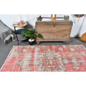 Vintage Turkish <b>Rug</b> 4.5 X 7.2 ft Red Blue Patchwork Design Large Area Wool <b>Flat</b> Weave for Living Room Decorations Latex Backing - Product Image 2