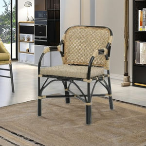 Fauteuil modulaire en rotin capitonné Boneto - Chaise de loisirs chic et confortable pour appartement, salle à manger, salon et chambre à coucher - Product Image 4