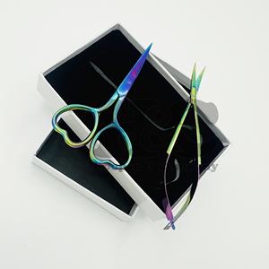 อุปกรณ์เสริมความงามกรรไกรสแตนเลสแบบสปริงโค้งเคลือบสีรุ้งทำจากไทเทเนียมกรรไกรแต่งหน้าขนมิงค์แบบยั่งยืน - Product Image 2