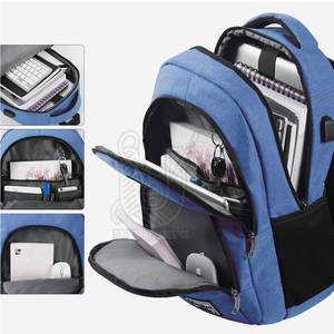 Sac à dos unisexe d'extérieur en stock avec port USB, en polyester imperméable, capacité 56-75L - Couleurs et logos personnalisables - Product Image 3