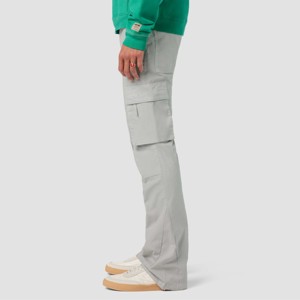 <b>Men</b> Grey Walker Cargo Kick Flare Pants - Comfortable <b>Stretch</b> Fabric with Flare Leg Design and Practical Cargo Pockets - Product Image 3