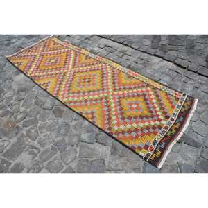 Alfombra turca étnica Vintage de 3x8 pies, lana Beige, área grande, diseño de retazos rectangular clásico, respaldo de látex para pasillo, alfombra para habitación - Product Image 2