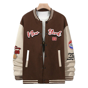 Chaqueta de Cuero Estilo Varsity con Mangas de Cuero y Botones, de Alta Calidad para Hombre, Nueva Llegada - Product Image 1