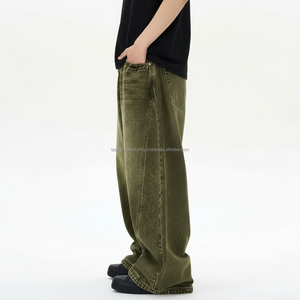 กางเกงยีนส์ทรงหลวมขาโค้งสไตล์เรโทรสำหรับผู้ชาย คุณภาพดี ล้างสีทราย กางเกงยีนส์ทรงหลวมขาโค้งสำหรับผู้ชาย - Product Image 4