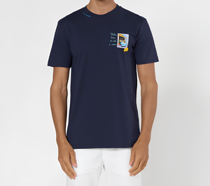 Molo 68 jours d'été chemises pour hommes 100% italien pur coton ODM anti-boulochage sérigraphie bleu marine Scooter avec broderie - Product Image 1