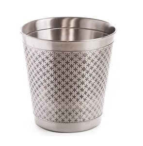 Unique handcrafted iron waste <b>bin</b> with smooth edges and antique texture for homes with rustic vintage decor - Product Image 2