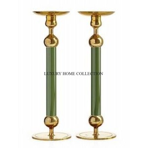 High Quality <b>Large</b> Size Table Candle Holders Wooden Base with Metallic Silver Ware and Candlestick Decoration Premium Quality - Product Image 2