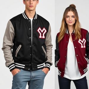 Veste universitaire personnalisée rouge et noire pour l'hiver avec logo frontal, conception junior OEM, manches en laine, commande en gros, fabriquée au Pakistan - Product Image 4