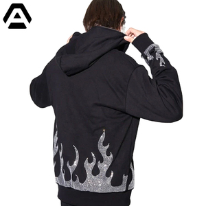 French Terry Cotton Full Zipper Rhinestone Hoodie Hand Made <b>Men</b> Outer Wear Latest Style Rhinestone Hoodies BY AMAZING INDUSTRIES - Product Image 3