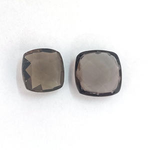 2 Pcs de Quartz Fumé Naturel 14x14mm 15x15mm Coussin Rosecut 20.25 Cts Lot Iroc Ventes Qualité Topaze Cab Loose Gemstone US $12.8 - Product Image 3
