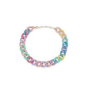 Collier en résine à gros maillons, style vintage, mélange de couleurs, punk, creux, gros maillons ronds, long, en résine acrylique, chaîne à maillons, art mural - Product Image 1