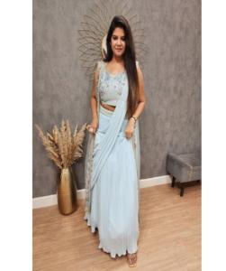 Inde Designer Koti Trendy Trois pièces Prêt-à-porter Western Saree Set pour les fêtes Mode ethnique moderne pour la saison des mariages - Product Image 1