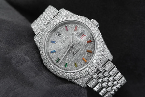 รุ้ง dial Moissanite นาฬิกาเพชรเครื่องประดับฮิปฮอป925นาฬิกาชุบเงินสำหรับเครื่องประดับแฟชั่น unisex - Product Image 5