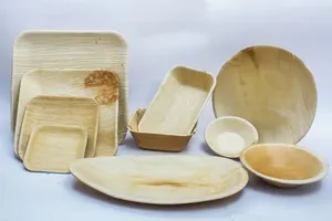 Platos de hojas de areca totalmente naturales-Color liso de madera de alta calidad-Forma personalizada-Seguro reciclable para alimentos calientes/fríos-Sostenible - Product Image 5
