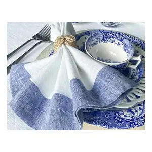 Kalın katı mavi sınırlanmıştır çin bulut pamuk bulaşık bezi masa çay töreni Mat hizmet aksesuarları tabaklar için dekoratif peçete