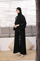Abayas musulmanes personnalisées à sequins pour femmes, robes longues décontractées imprimées, grande taille, col montant, extensibles dans les quatre sens, vente en gros