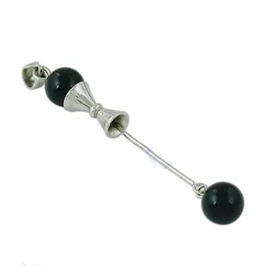 Pendentif religieux en argent sterling 925 avec onyx noir pour femmes - Accents en or rose rhodié et charme en pierre de jade - Product Image 2
