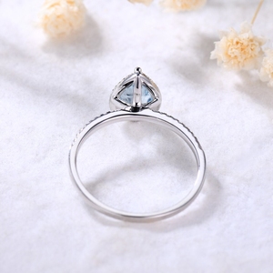 Haute qualité qualité aigue-marine pierres précieuses luxe nouveau Design or massif bijoux fins bagues avec bague en diamants véritables - Product Image 4