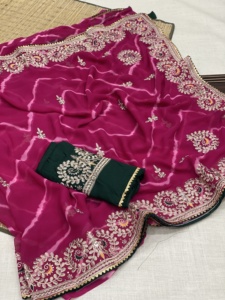 Designer Fantaisie Tendance Belle Tenue Top Qualité Georgette Saree Blouse Avec Séquence Jari Travail Fournisseur De L'Inde à Vendre - Product Image 4